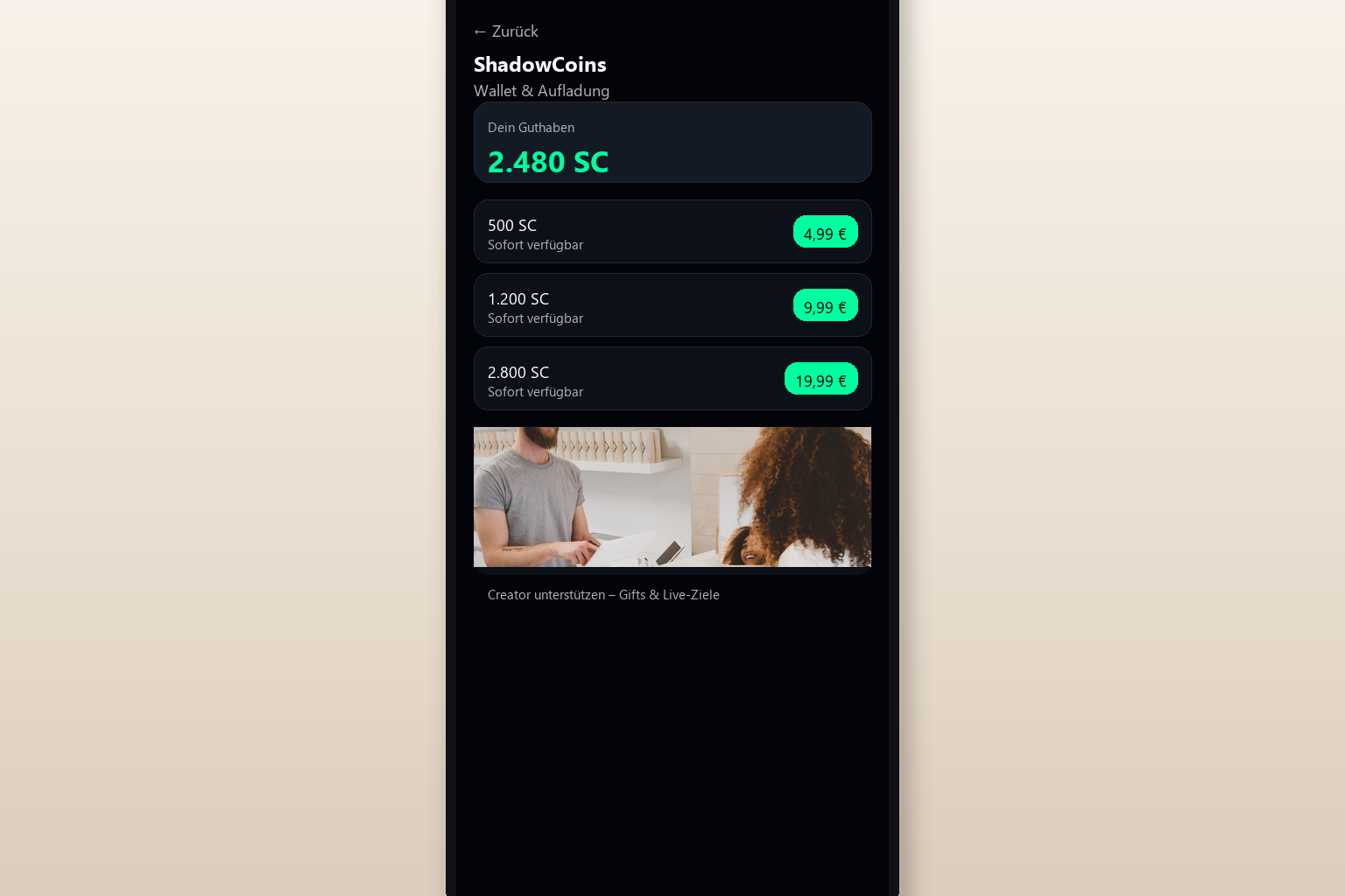 ShadowCoins – App-Vorschau